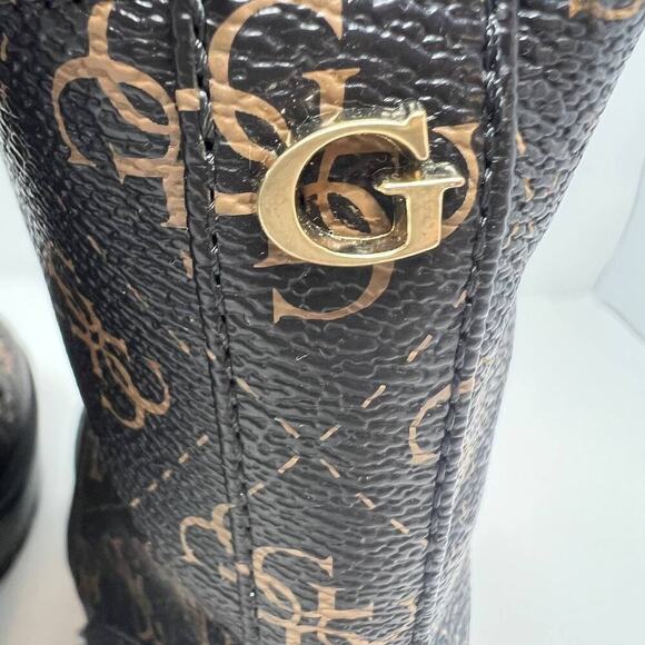 Guess Women's GW Fearne Combat Boots Size 9.5  Black & Gold Chunky Sole - Picture 12 of 15